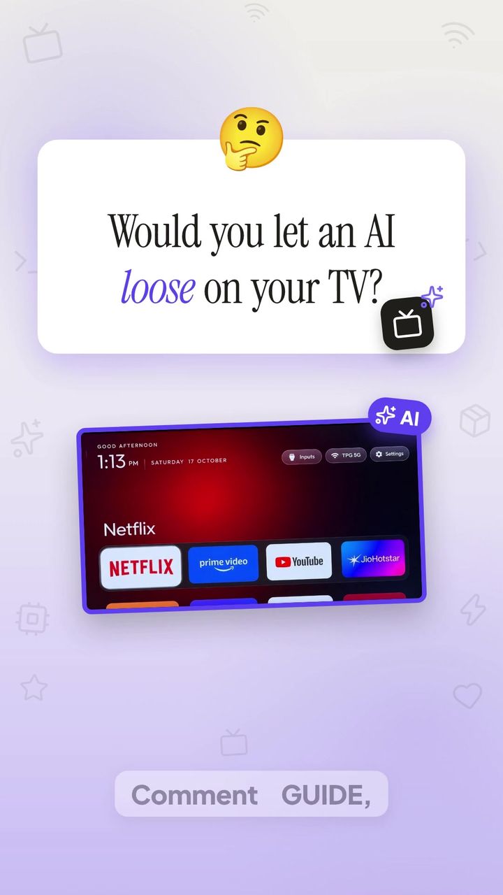 Graphic asking would you let an AI loose on your TV, with the cleanyourtv launcher Graphic asking would you let an AI loose on your TV, with the cleanyourtv launcher