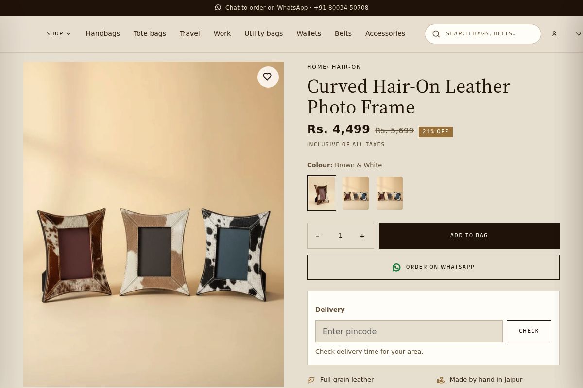 1. Curved Hair-On Leather Photo Frame: Best Diwali Gift for Parents