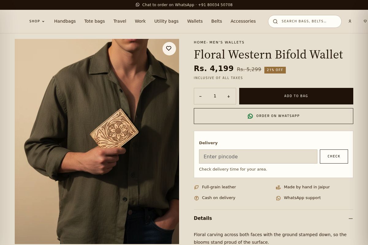 1. Floral Western Bifold Wallet: Best Dhanteras Gift for Husband