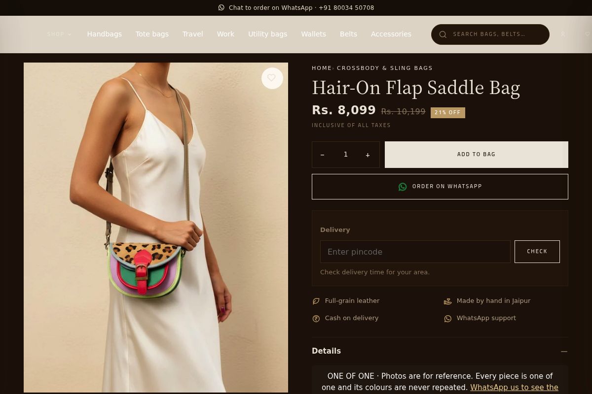 1. Hair-On Flap Saddle Bag (One of One): Best Diwali Gift for Her