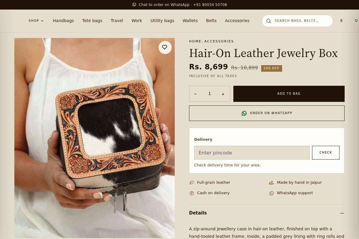 1. Hair-On Leather Jewelry Box: Best Dhanteras Gift for Wife