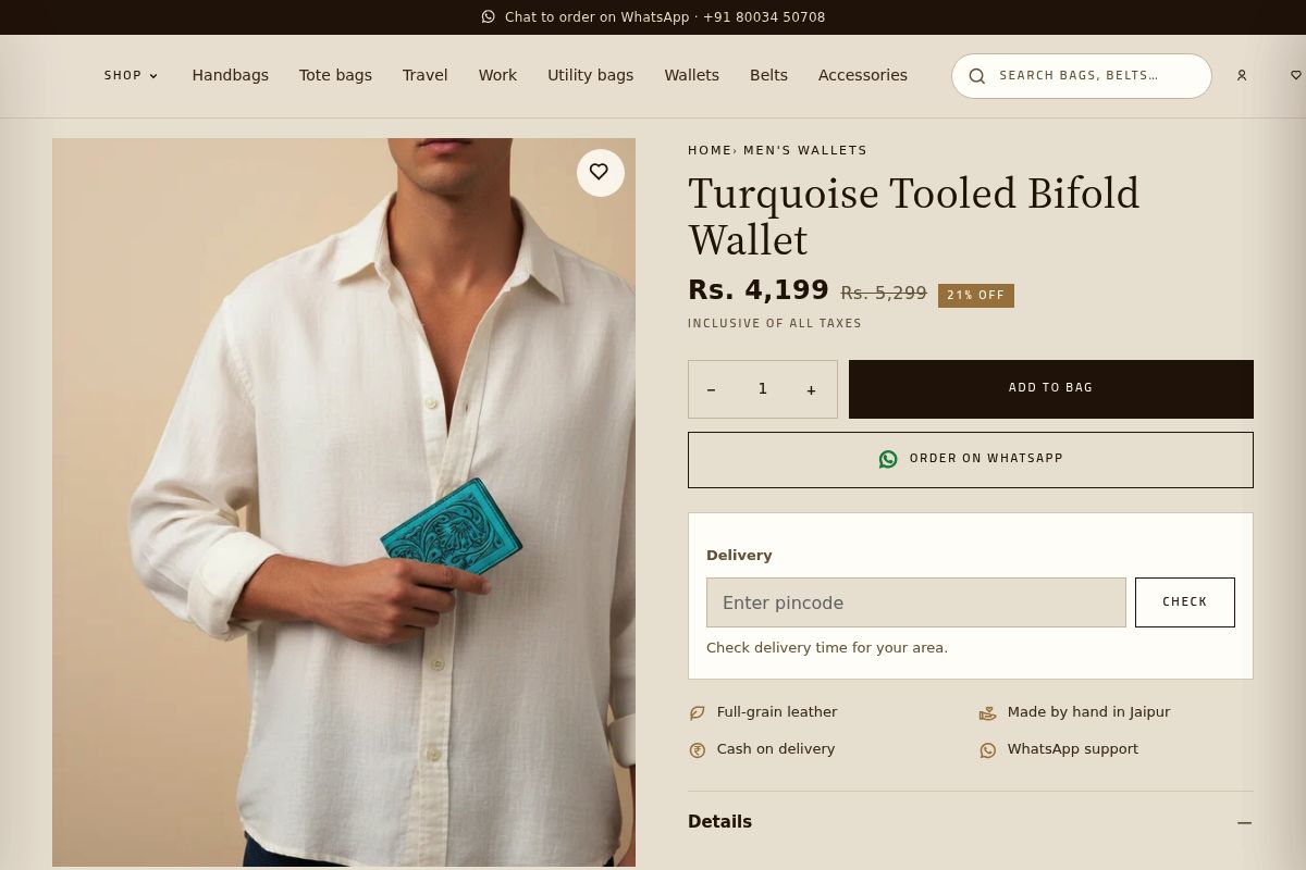 1. Turquoise Tooled Bifold Wallet: Best Diwali Gift for Him