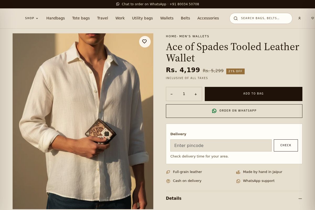 2. Ace of Spades Tooled Leather Wallet: Best Wallet With a Bold Detail