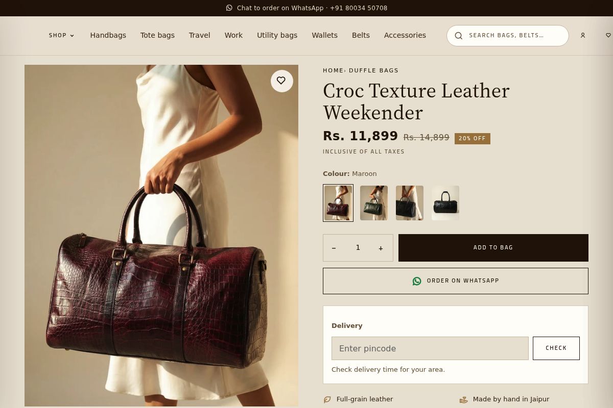 2. Croc Texture Leather Weekender: Best Gift in the Rs 7,500+ Band