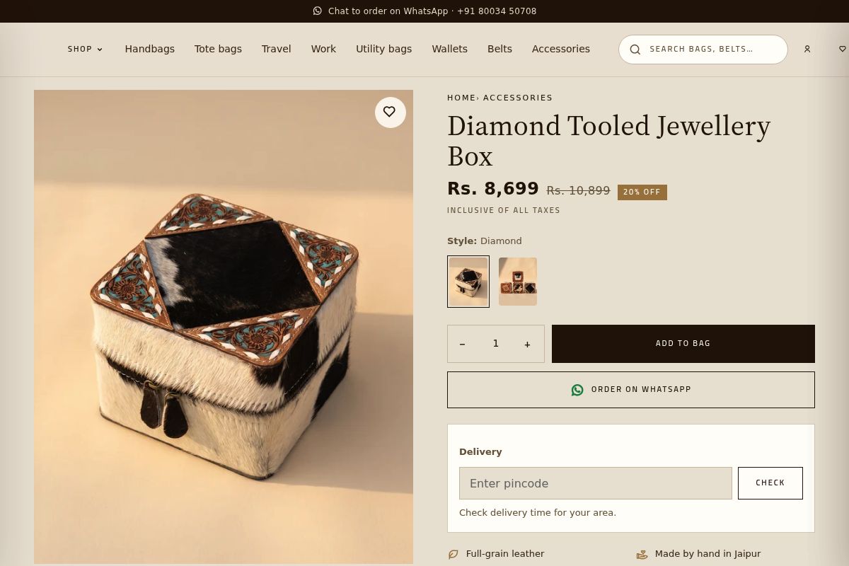 2. Diamond Tooled Jewellery Box: Best for a Dressing Table