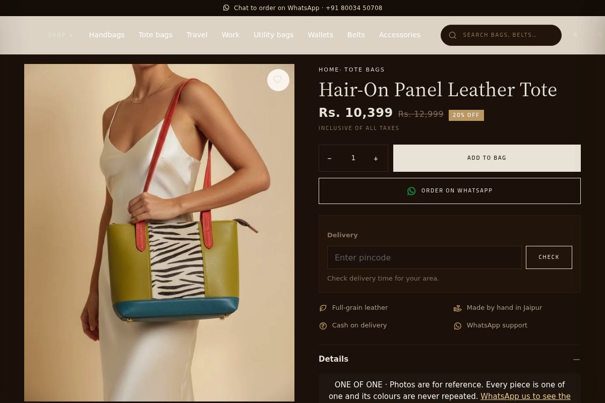 2. Hair-On Panel Leather Tote (One of One): Best Unique Everyday Bag