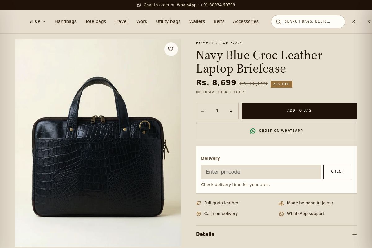2. Navy Blue Croc Leather Laptop Briefcase: Best for the Elder Brother at Work