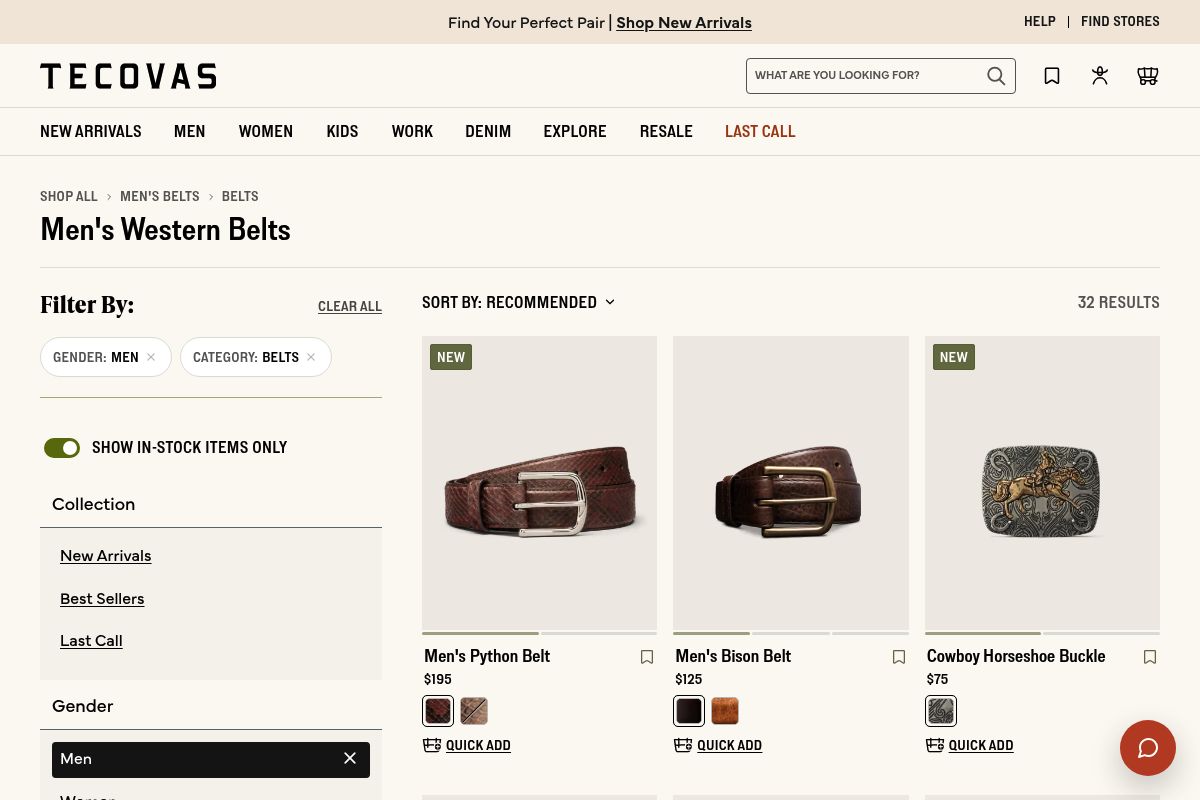 2. Tecovas: Best for Premium Handmade Calfskin Construction