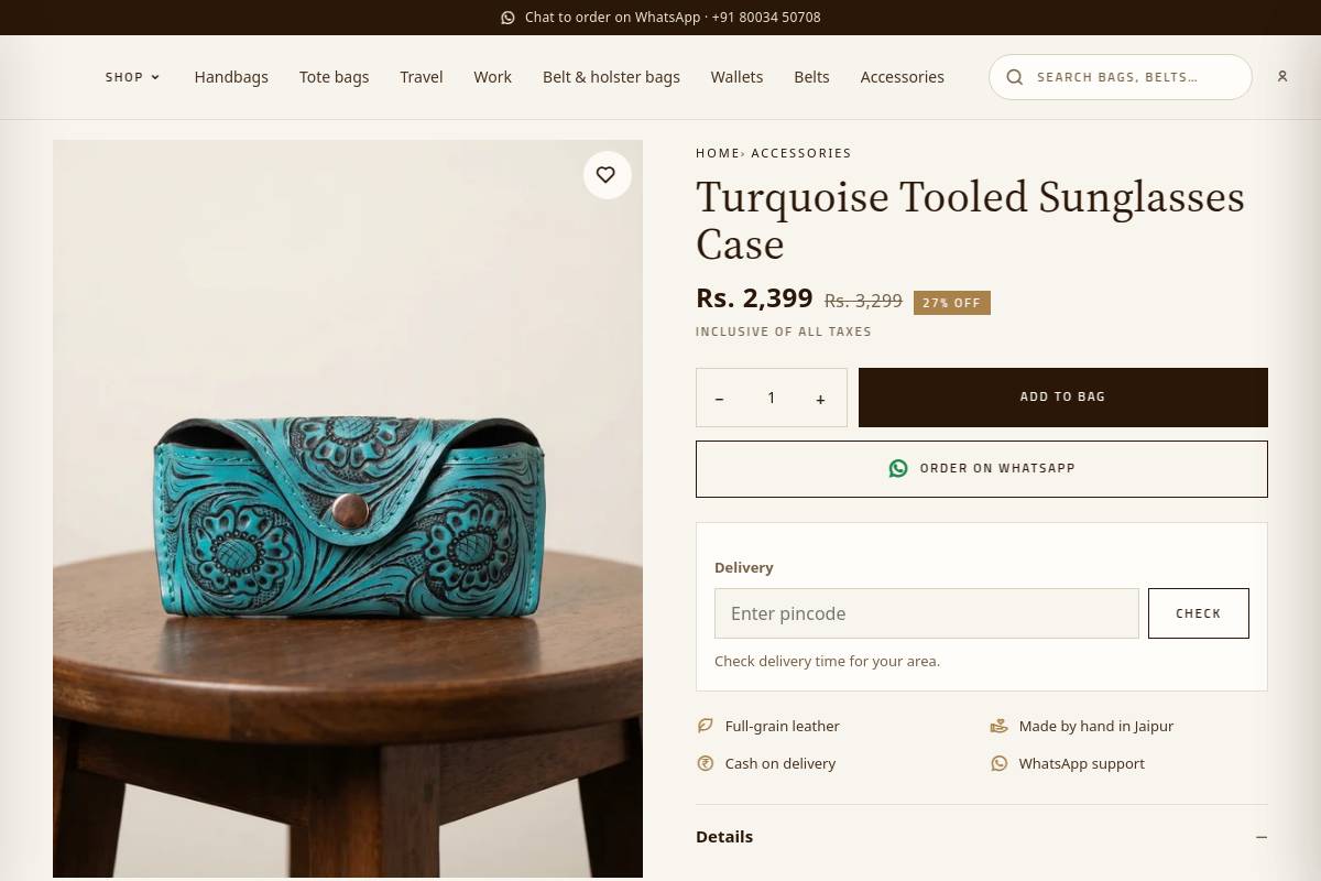 2. Turquoise Tooled Sunglasses Case: Best Small Gift