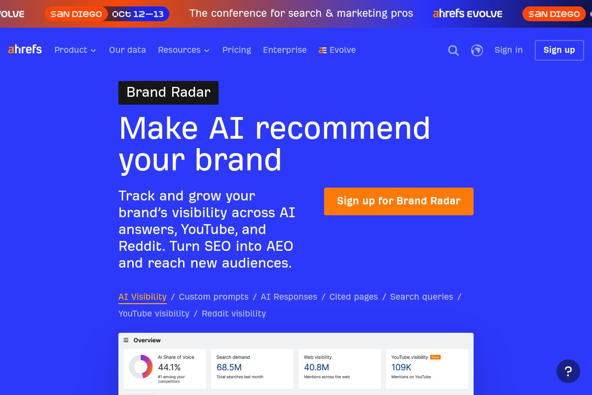 3. Ahrefs Brand Radar: Best for Teams Already Inside Ahrefs