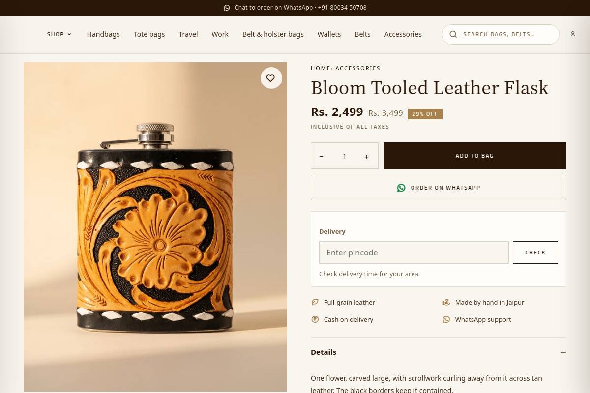 3. Bloom Tooled Leather Flask: Best Gift for Him