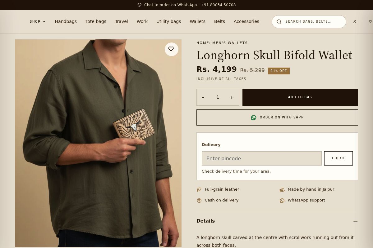 3. Longhorn Skull Bifold Wallet: Best Diwali Gift for Dad