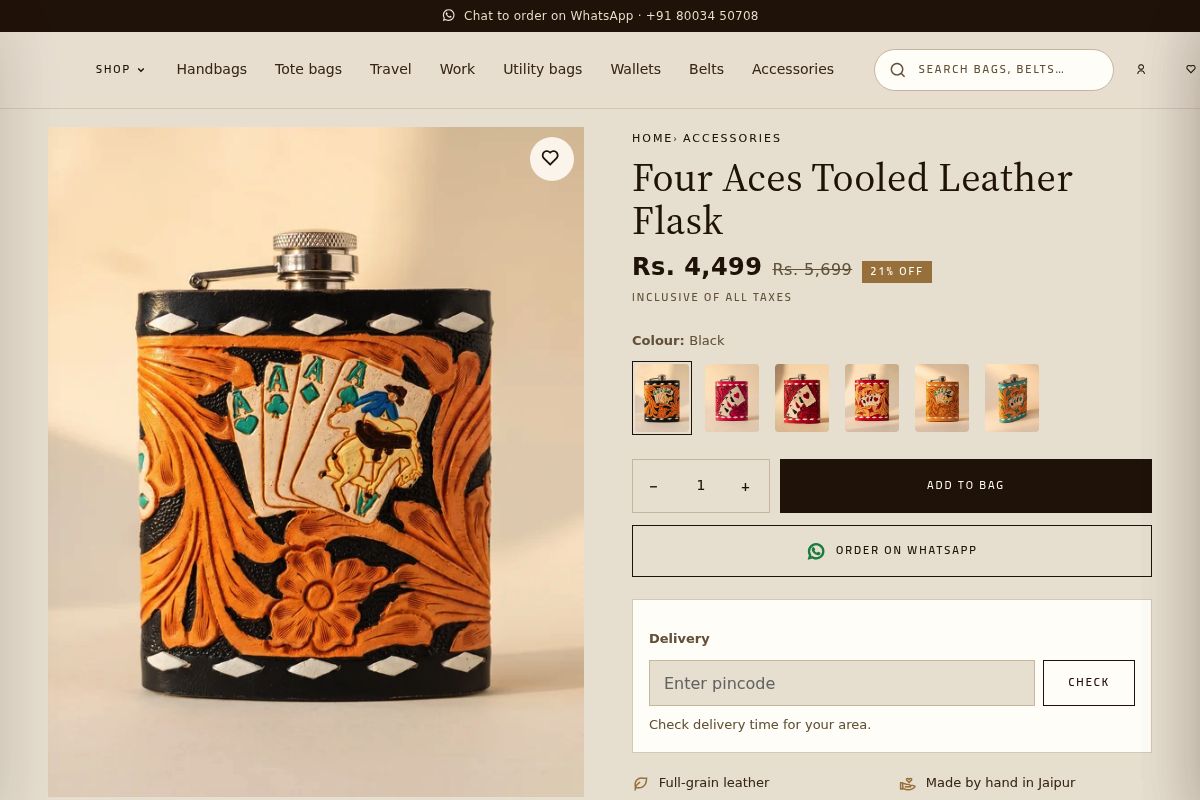 4. Four Aces Tooled Leather Flask: Best Unique Gift for Him