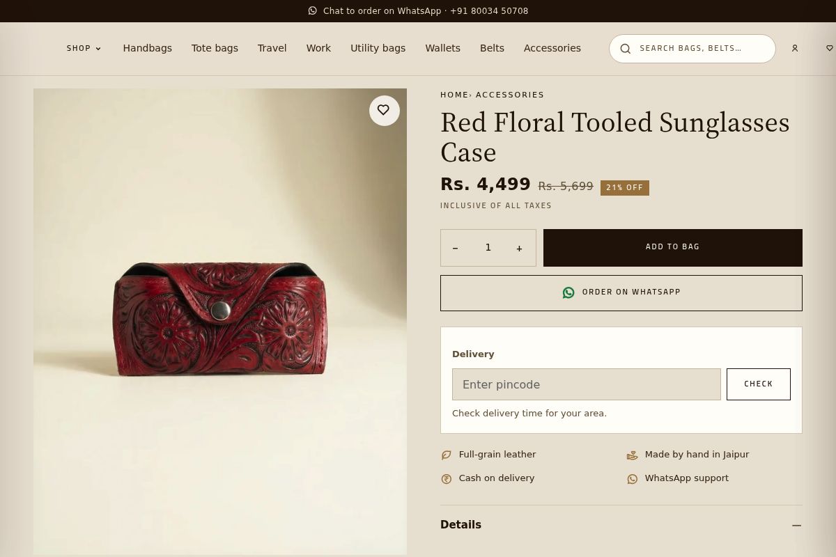 4. Red Floral Tooled Sunglasses Case: Best for the Stylish Friend