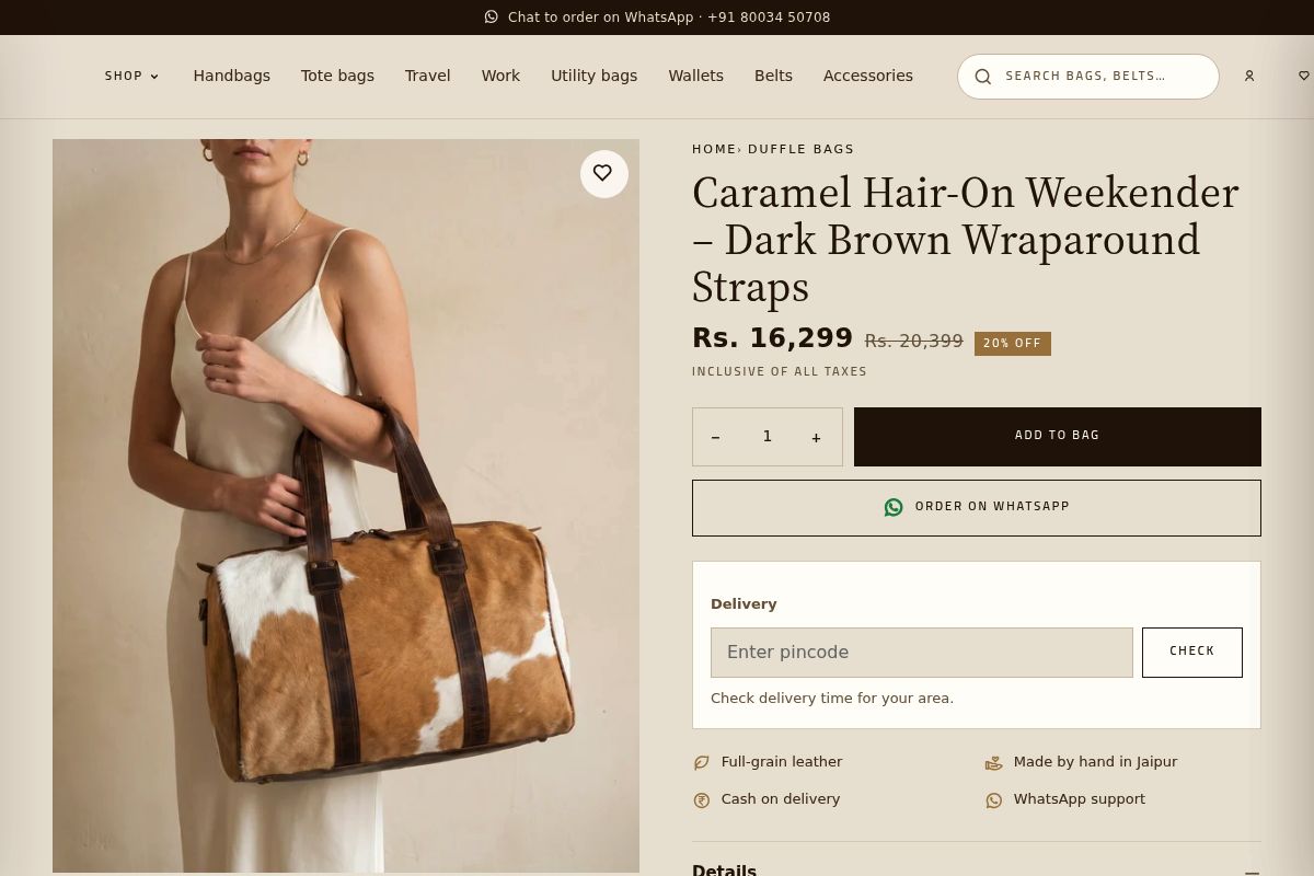 5. Caramel Hair-On Weekender: Best Hair-On Statement Piece