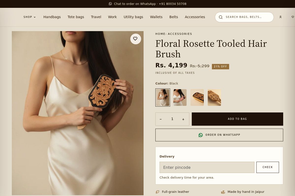 5. Floral Rosette Tooled Hair Brush: Best Everyday Object Made Special