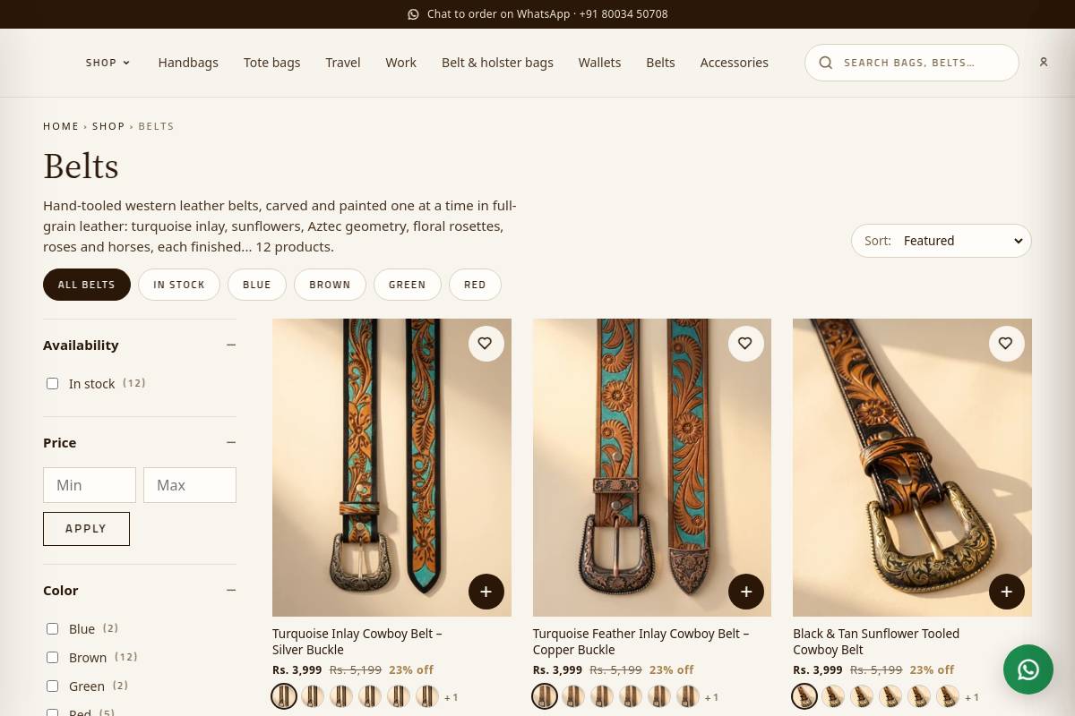 5. Hand-Tooled Leather Belt: Best Wearable Gift