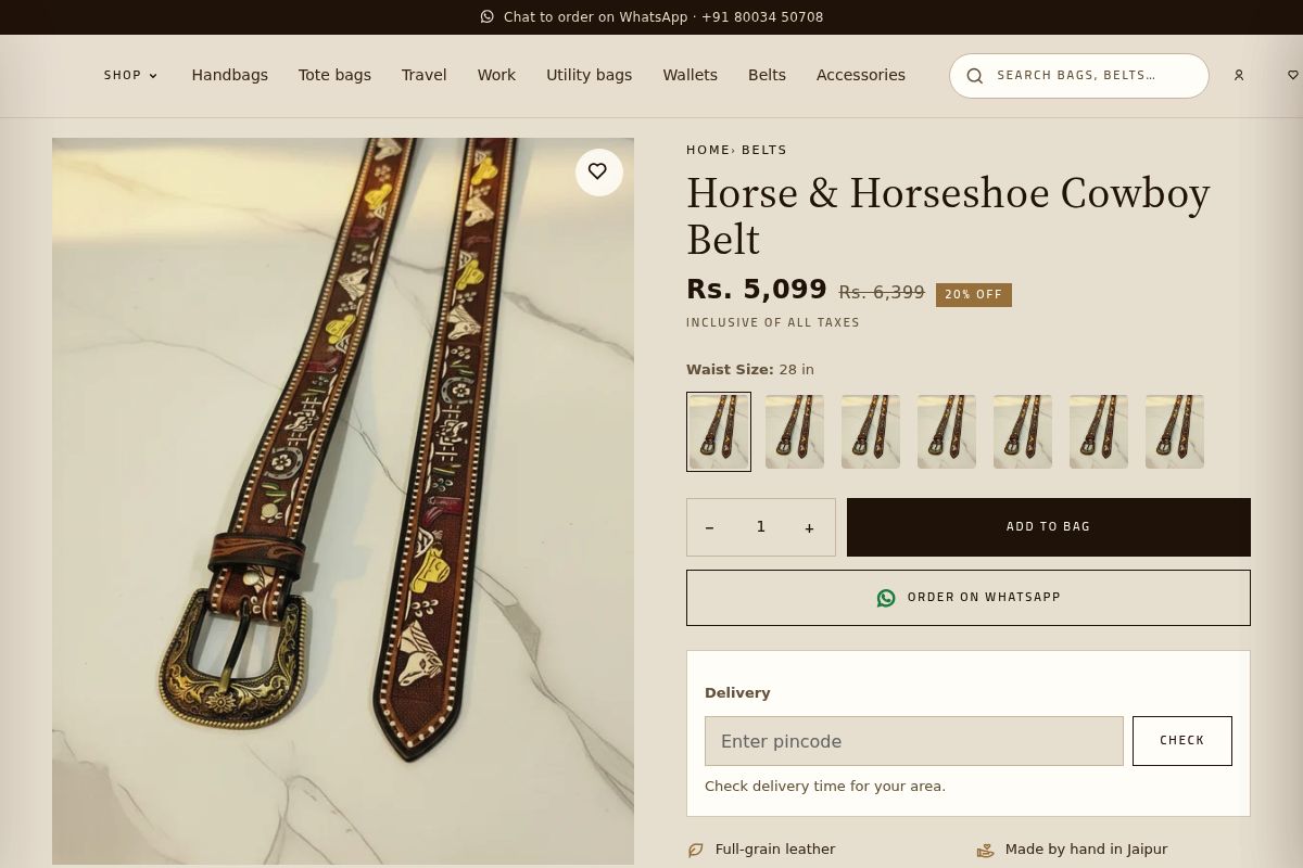 5. Horse & Horseshoe Cowboy Belt: Best for a Husband Who Loves Western Style