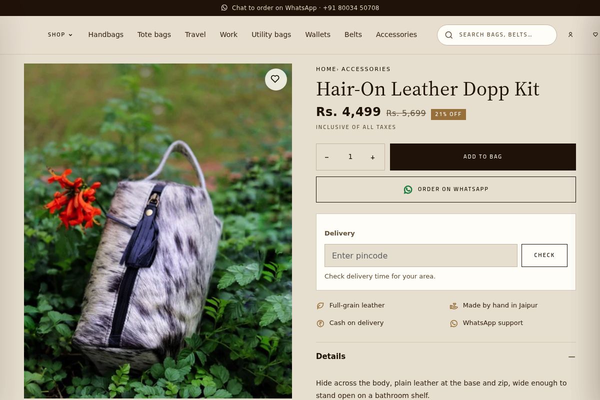 6. Hair-On Leather Dopp Kit: Best for the Friend Who's Always Packing