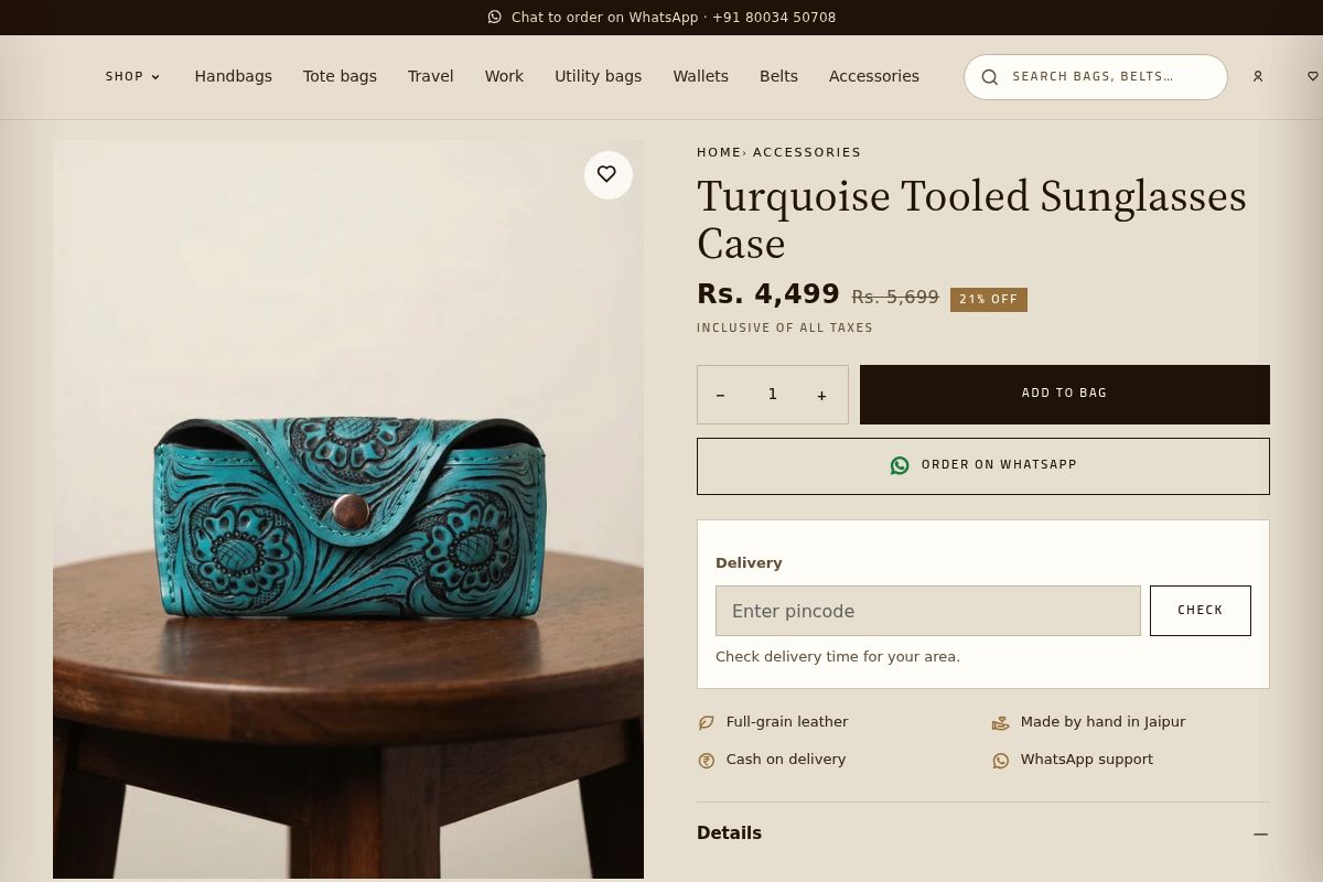 6. Turquoise Tooled Sunglasses Case: Best Colourful Accessory