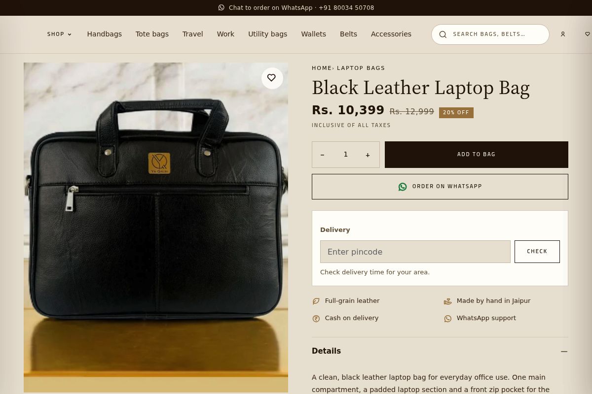 7. Black Leather Laptop Bag + Tooled Phone Case: Best Set for New Joiners