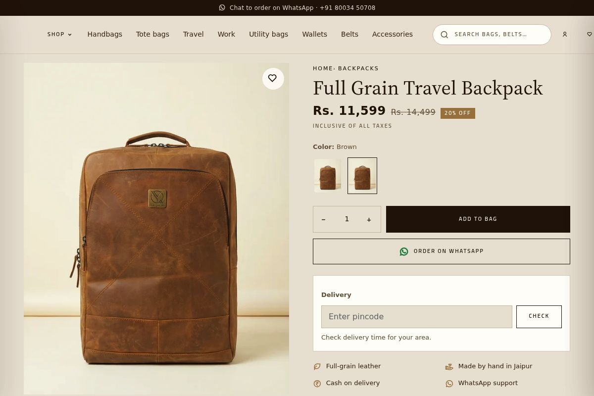 7. Full Grain Travel Backpack: Best for the Brother Who Travels