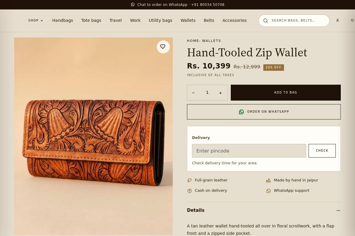 7. Hand-Tooled Zip Wallet: Best for a Special Relative