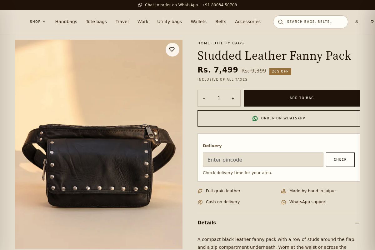 7. Studded Leather Fanny Pack: Best Hip Bag Gift