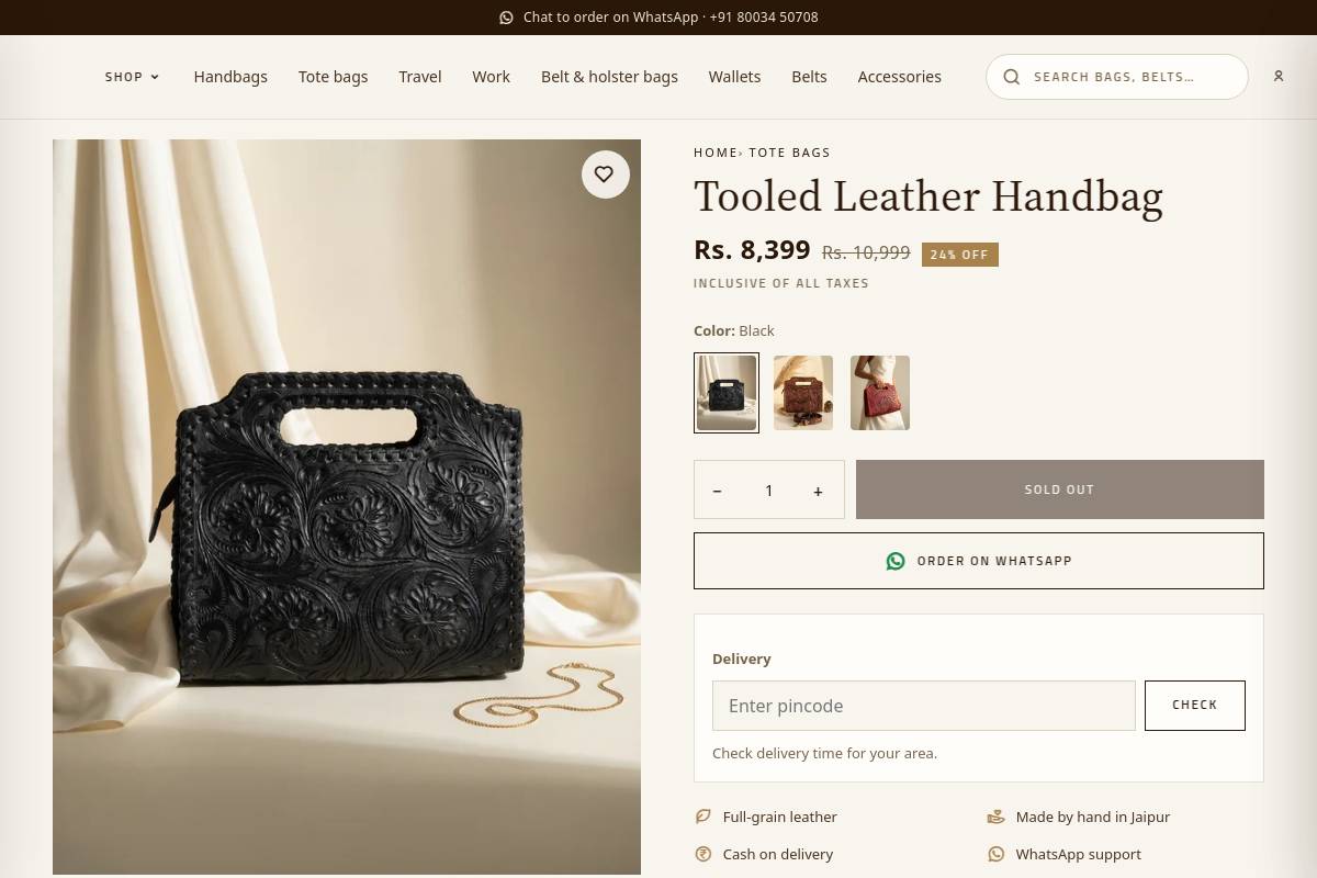 7. Tooled Leather Handbag: Best Statement Gift for Her