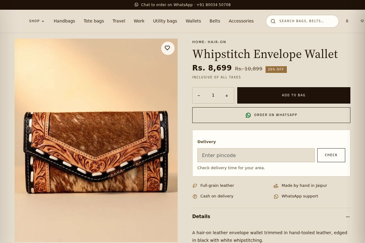 7. Whipstitch Envelope Wallet: Best Slim Wallet