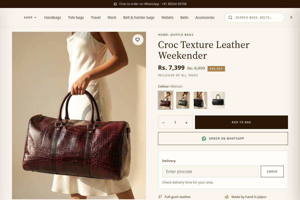 8. Croc Texture Leather Weekender: Best Luxury Travel Gift