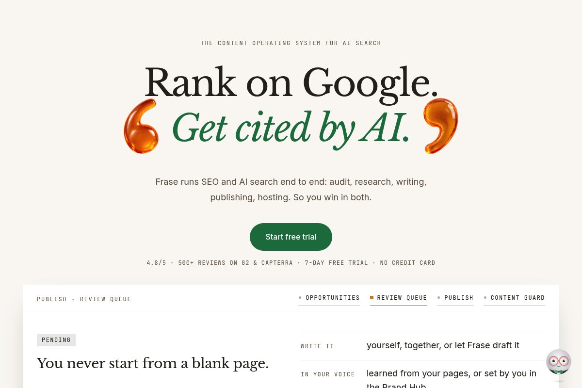 8. Frase: Best for Monitoring and Fixing Content in One Workflow