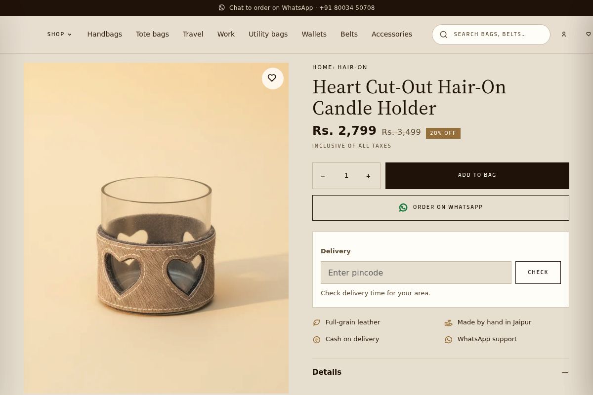 8. Heart Cut-Out Hair-On Candle Holder: Best Small Festive Gift