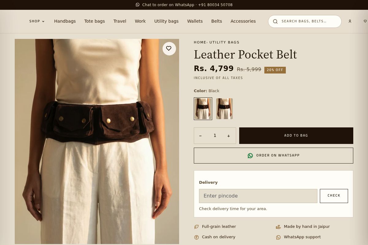 8. Leather Pocket Belt: Best for Hands-Free Days Out