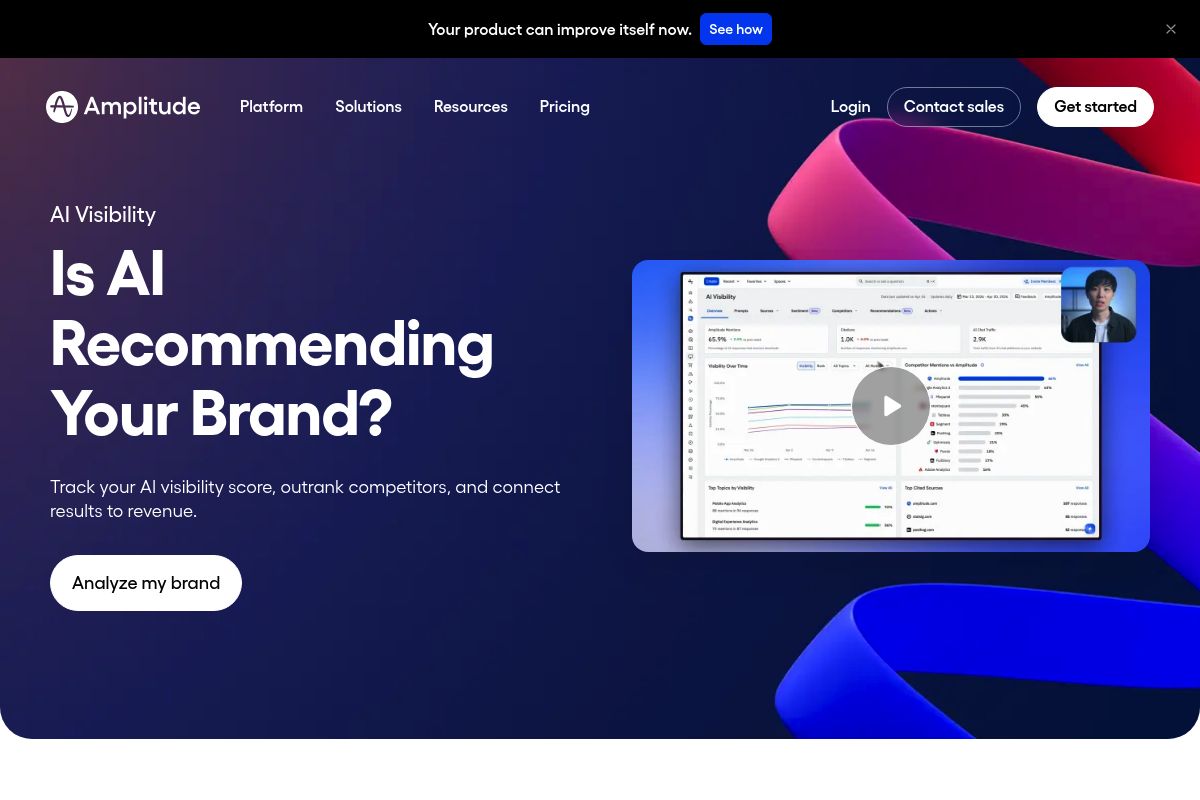 9. Amplitude AI Visibility: Best for Connecting AI Mentions to Conversions