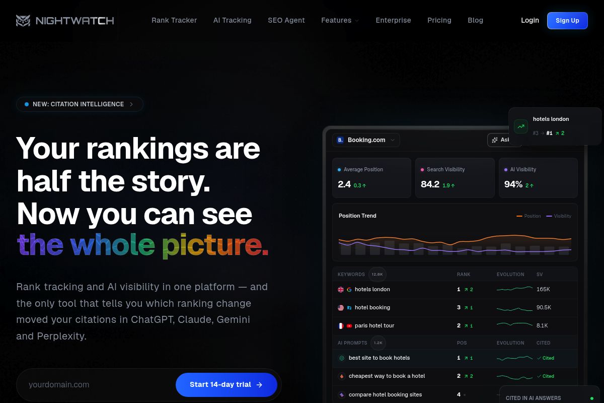 9. Nightwatch: Best for SEO Teams Bolting On AI Tracking