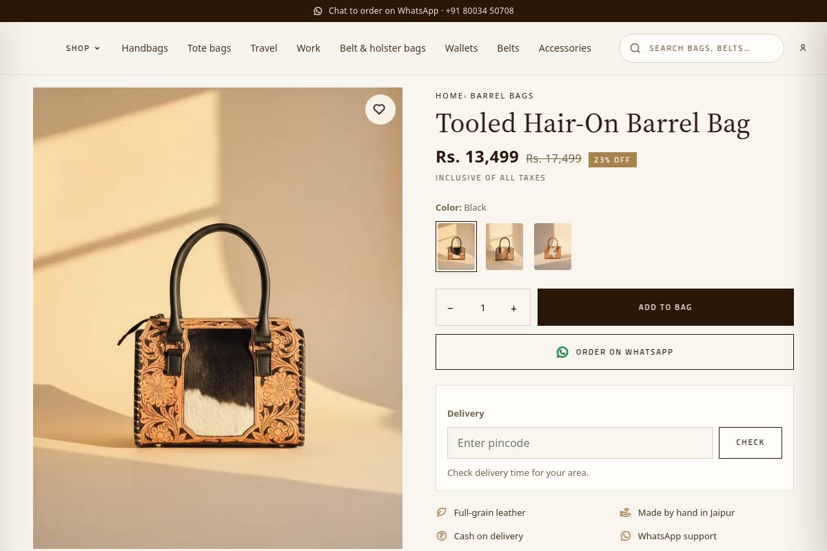 9. Tooled Hair-On Barrel Bag: Best Luxury Statement Gift